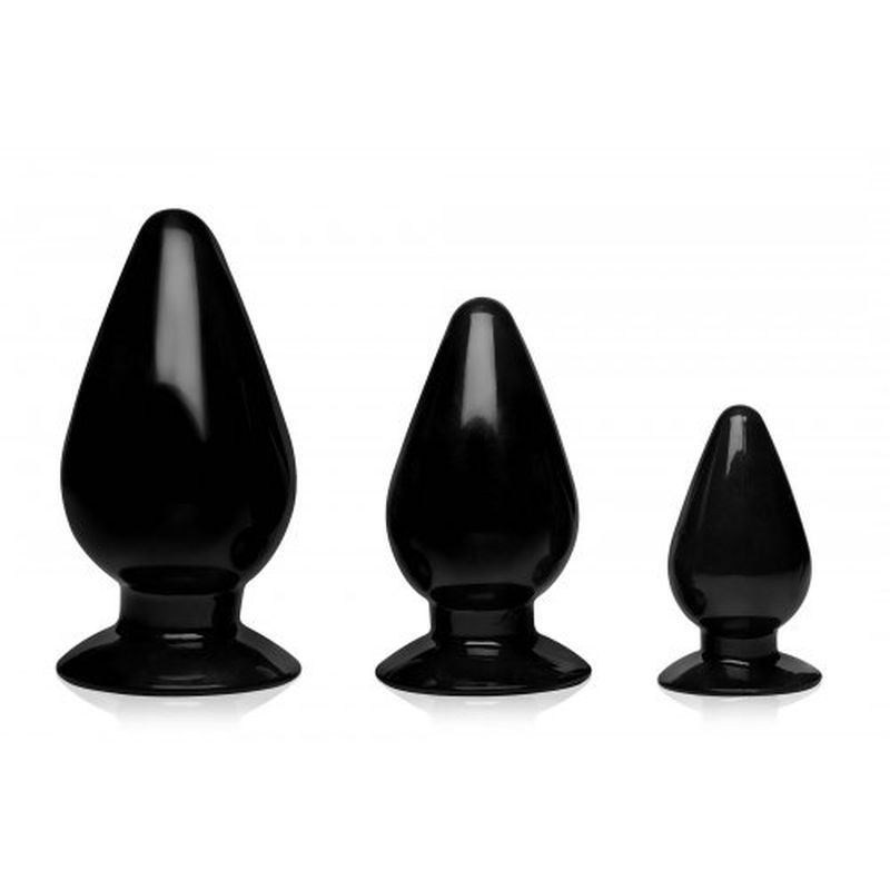 Triple Cones 3 Pc Anal Plug Set - Graduated Sizes - Black