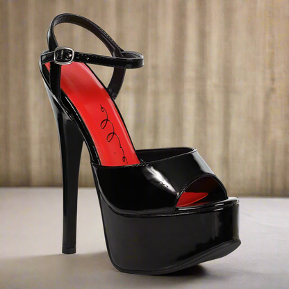 Ellie Shoes Black 6.5-Inch Open Toe Platform Sandals - 7