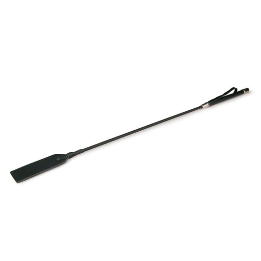 Bdsm Crop Whip Black - Polyurethane Leather, Long Handle