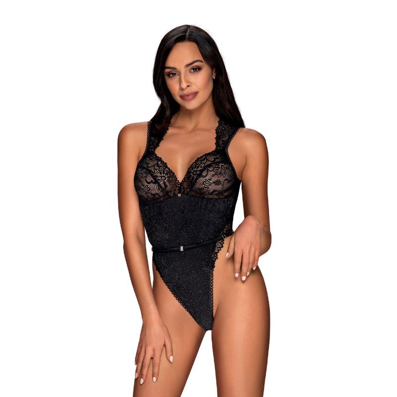 Obsessive Elisetta Teddy - Elegant Black Lace Bodysuit