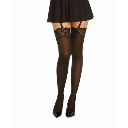 Dreamgirl Sheer Lace Thigh High Stockings - Black