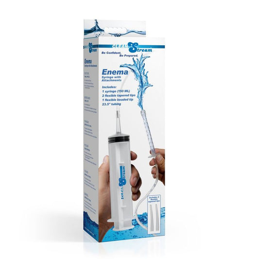 Cleanstream Enema Syringe with Attachments - 150ml Capacity, Flexible Tube
