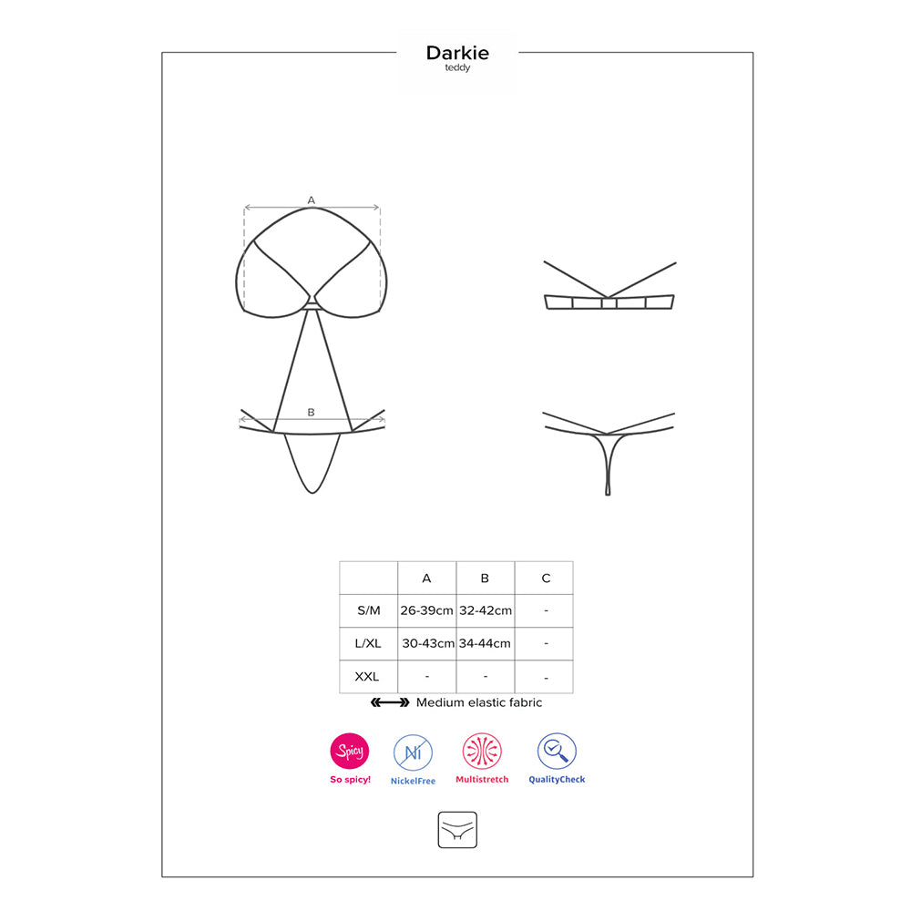 Obsessive Darkie Crotchless Teddy - Seductive Elastic Straps