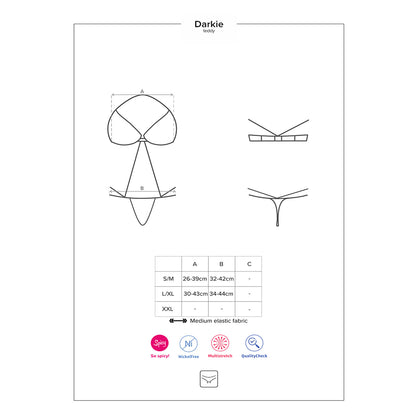 Obsessive Darkie Crotchless Teddy - Seductive Elastic Straps