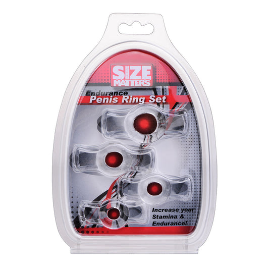 Size Matters Endurance Clear 4 Ring Penis Set - Boost Performance