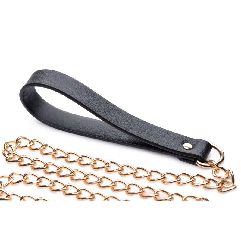 Master Series Black/Gold Chain Leash for BDSM Play