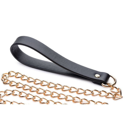 Master Series Black/Gold Chain Leash for BDSM Play