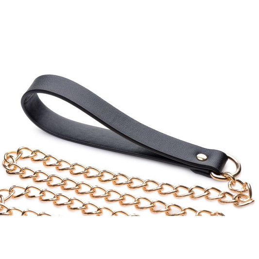 Master Series Black/Gold Chain Leash for BDSM Play