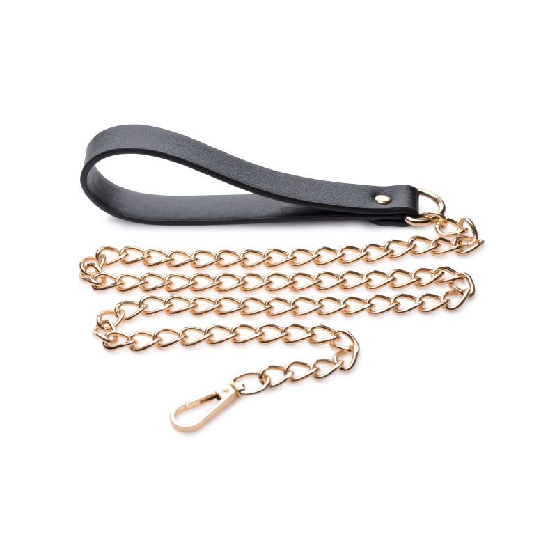 Master Series Black/Gold Chain Leash for BDSM Play