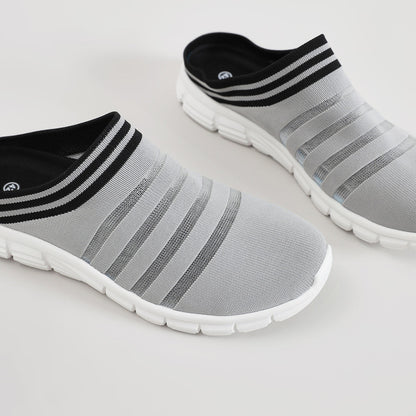 M's Backless Knit Shoes - Comfortable Slip-Ons, Grey AU W10 - M8 - EU42 - 26cm