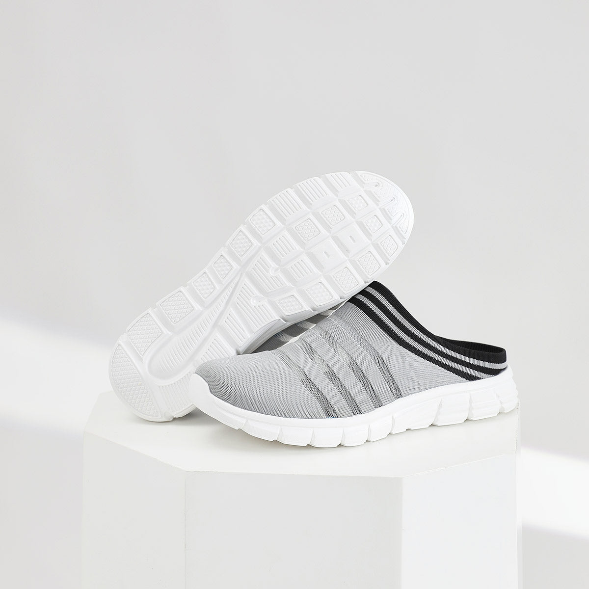 M's Backless Knit Shoes 4555 - Grey - Comfortable Summer Style AU W14 - M12 - EU46 - 29.5cm