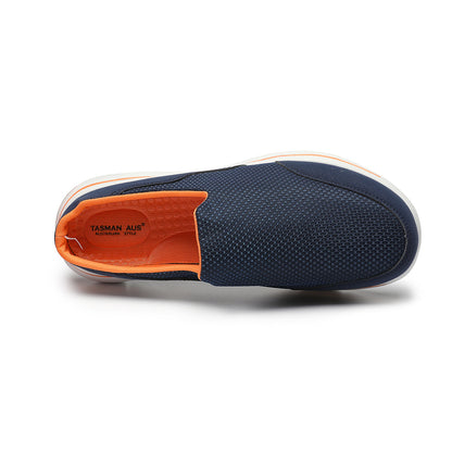 Lightweight Couple's Slip-Ons - Color-Blocked Design, Orange Orange / AUS Ladies8/Men6/EU39/24.5cm