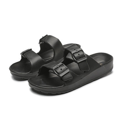 UNISEX BEACH SLIDES - EVA Foam, Slip-Resistant, Lightweight, Black AU W6 - M4 - EU37 - 23.5cm