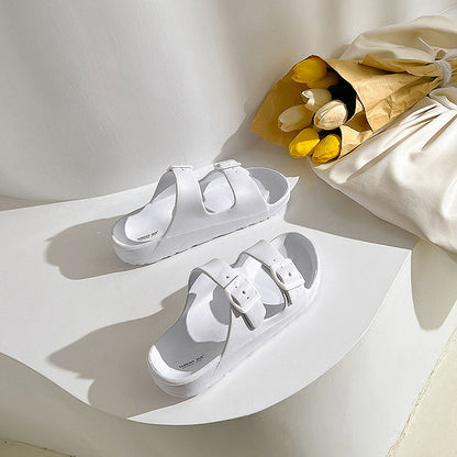 UNISEX BEACH SLIDES 0099 - M - White - AU W5.5 - M3.5 - EU36 - 23cm