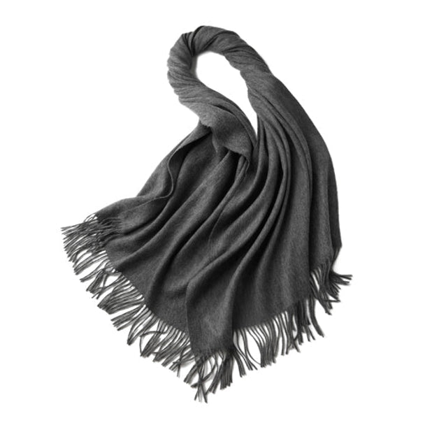 100% Merino Wool Shawl - Luxurious Grey, Elegant Design