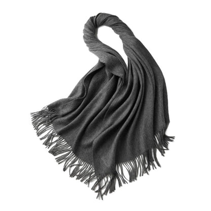 100% Merino Wool Shawl - Luxurious Grey, Elegant Design