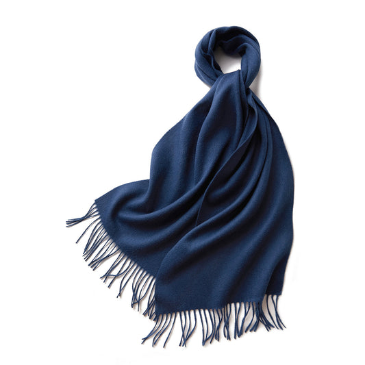 100% Merino Wool Scarf - Navy, Soft and Warm