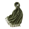 Australian Merino Wool Scarf 32x190 cm Olive - Elegant Tassels - SuperSaverAU - view 1
