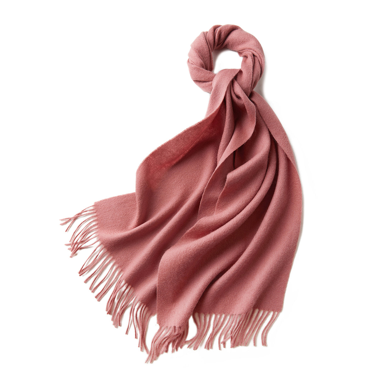 Australian Merino Wool Scarf 32x190 cm Pink - Elegant Tassels