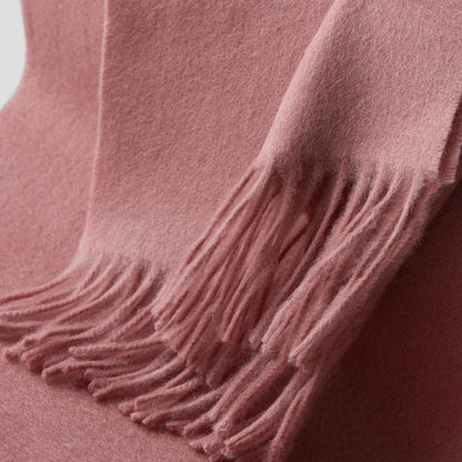Australian Merino Wool Scarf 32x190 cm Pink - Elegant Tassels