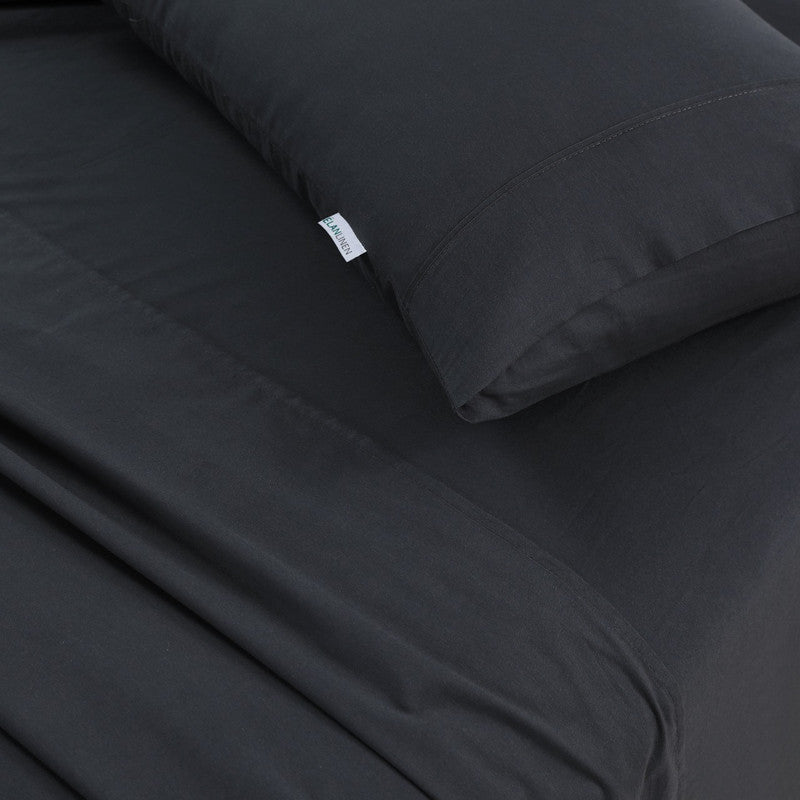 Elan Linen Vintage Washed 100% Egyptian Cotton Bed Sheets Set, Charcoal, Single - SuperSaverAU - view 5