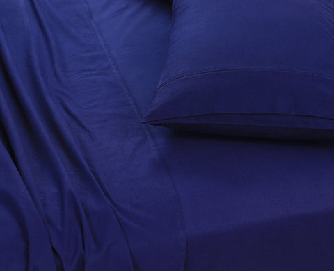 Elan Linen Vintage Washed 100% Egyptian Cotton 500TC Navy Blue Single Bed Sheets Set - SuperSaverAU - view 2