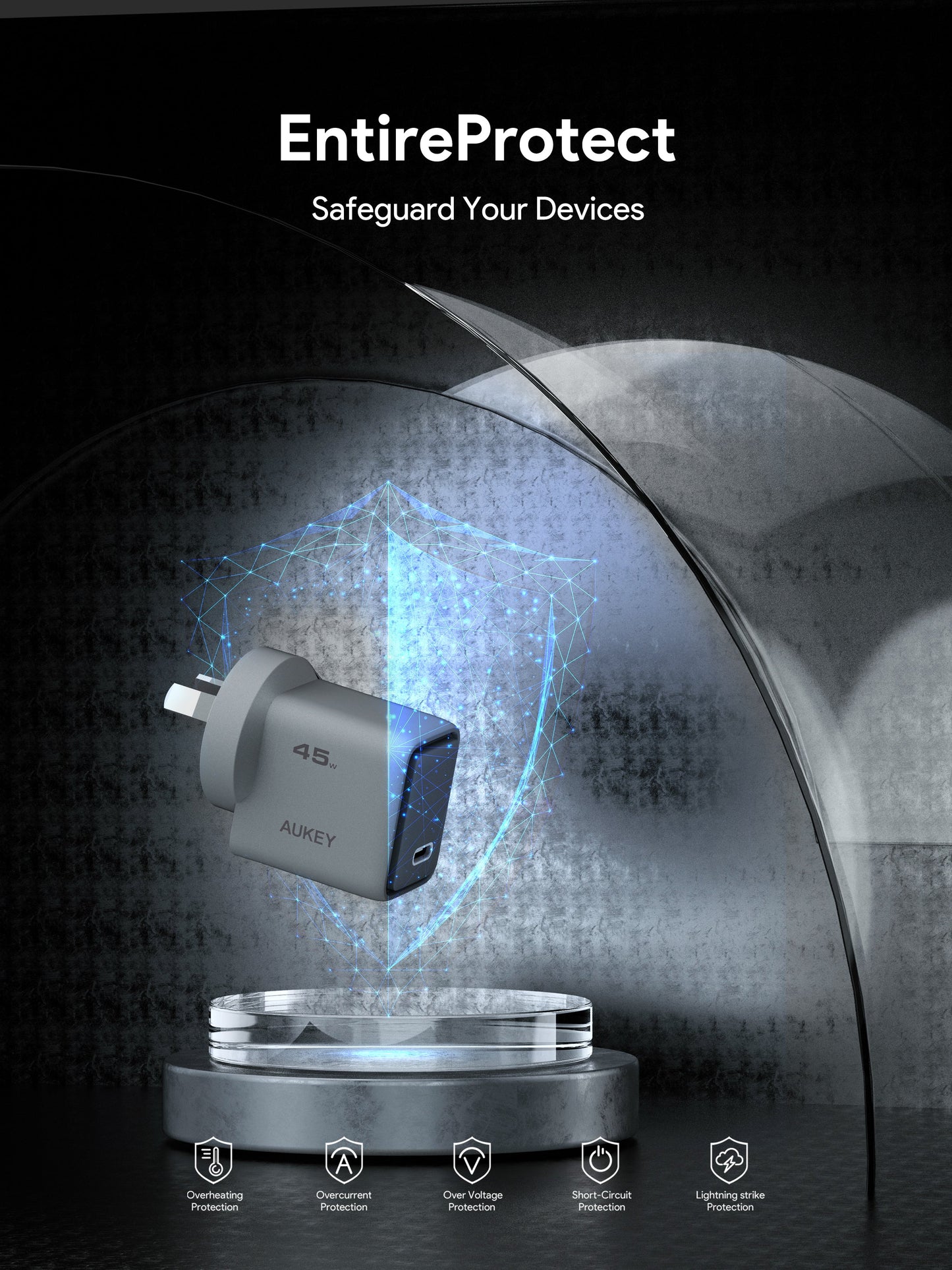 Aukey Comet 45W GaN PD Fast Wall Charger - USB-C