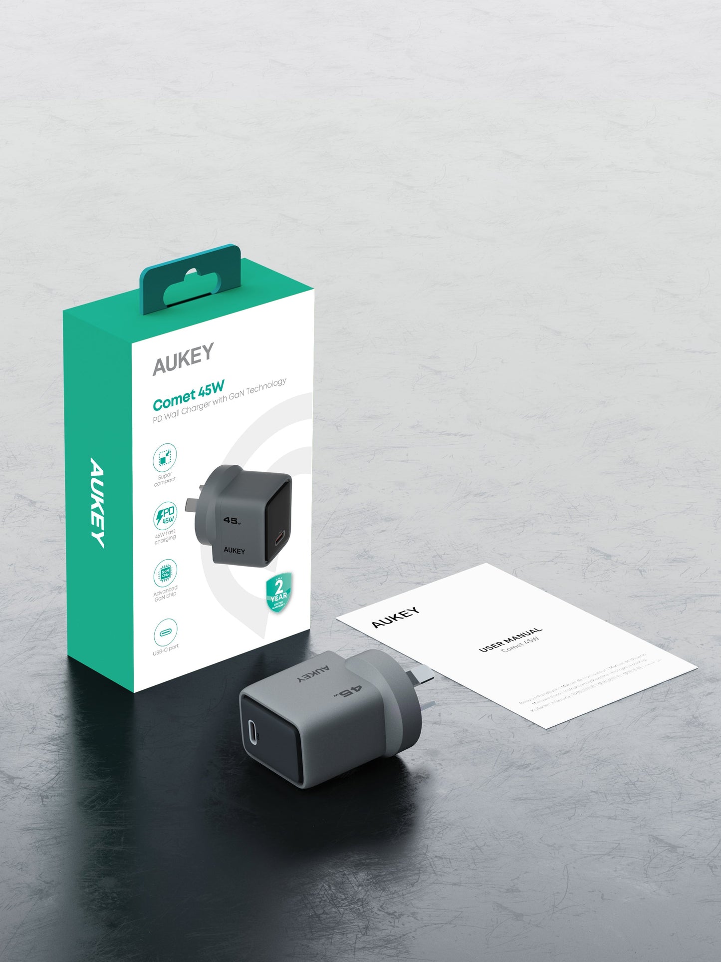 Aukey Comet 45W GaN PD Fast Wall Charger - USB-C