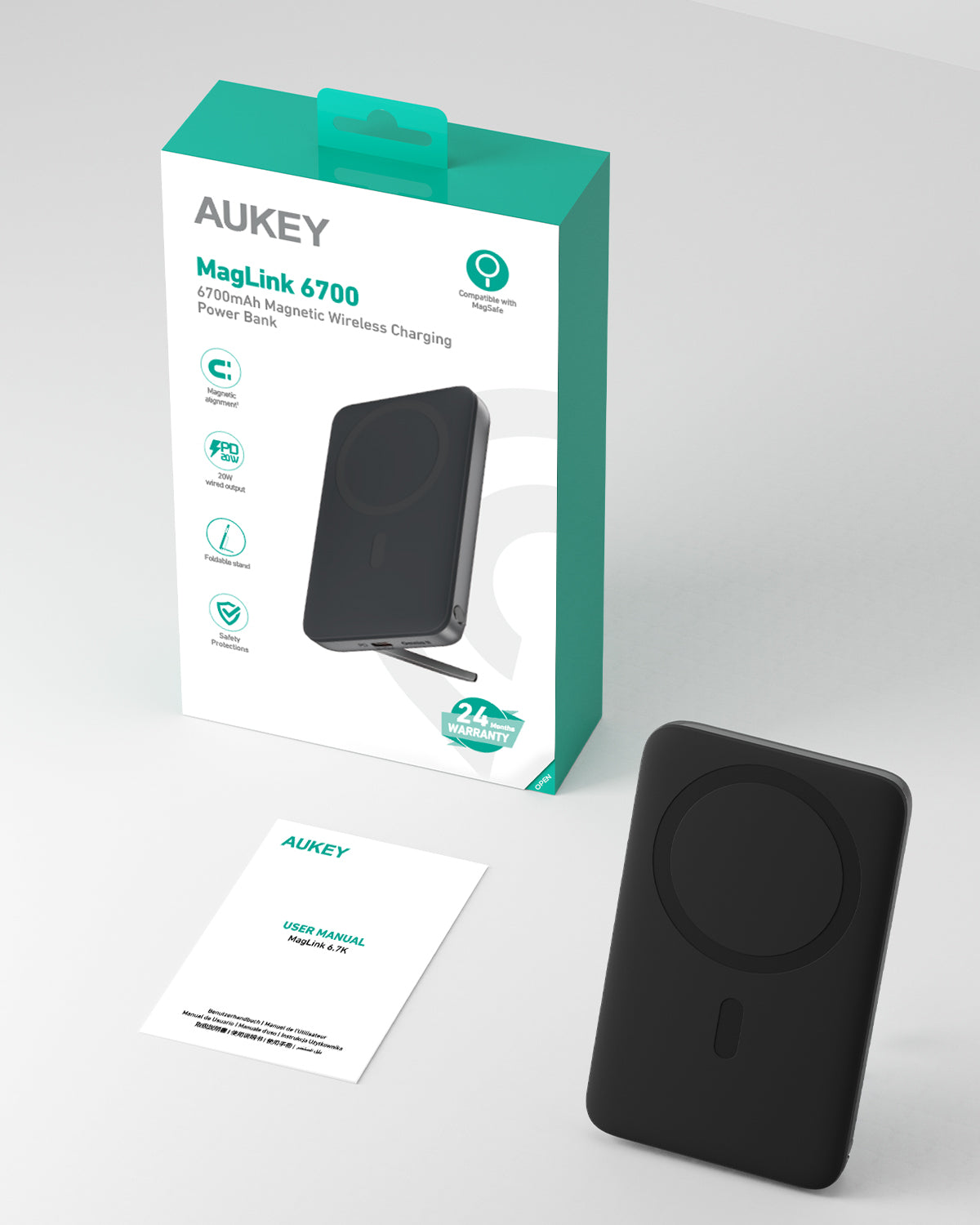 Aukey 6700mAh Magnetic Wireless Charging Power Bank