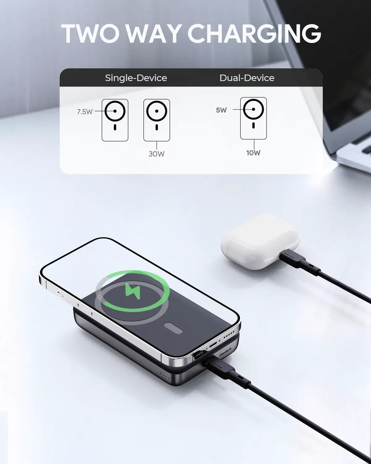 Aukey 10000mAh Magnetic Wireless Charging Power Bank - SuperSaverAU - view 7