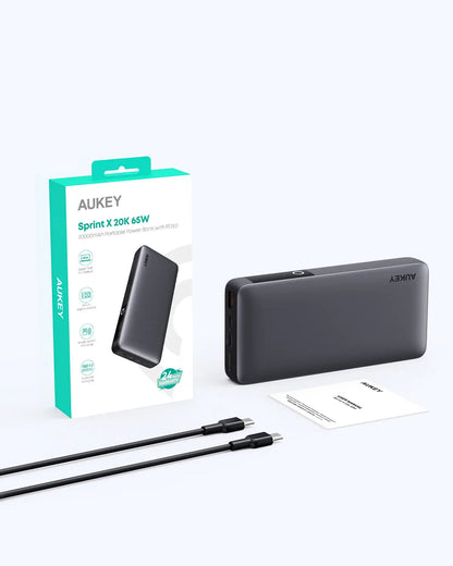 Aukey Power Bank 20000mAh PD 3.0 - 65W High-Speed Charging