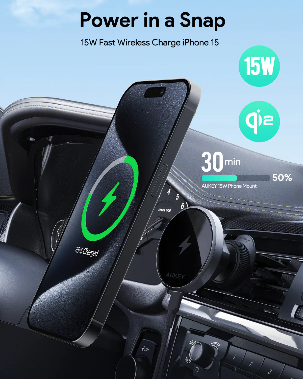 Aukey Magnetic Wireless Charging Car Phone Mount HD-MC13
