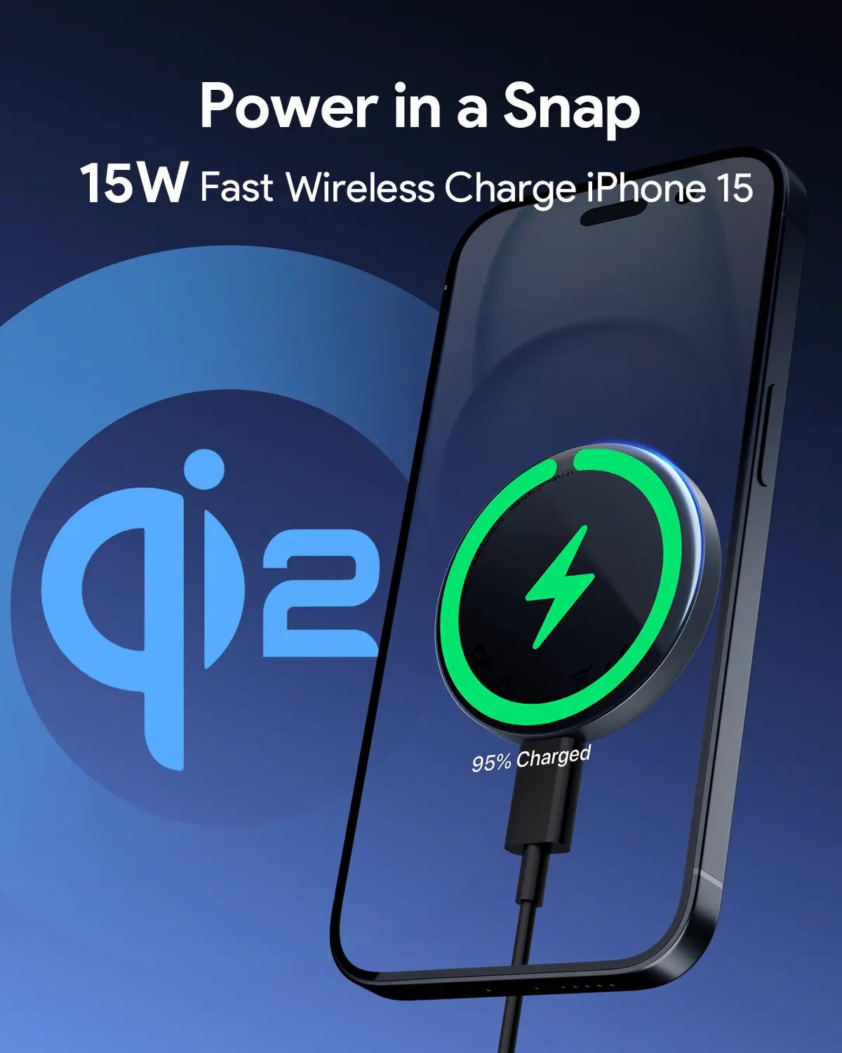 Aukey MagFusion Aura 15W Qi2 Magnetic Wireless Charger