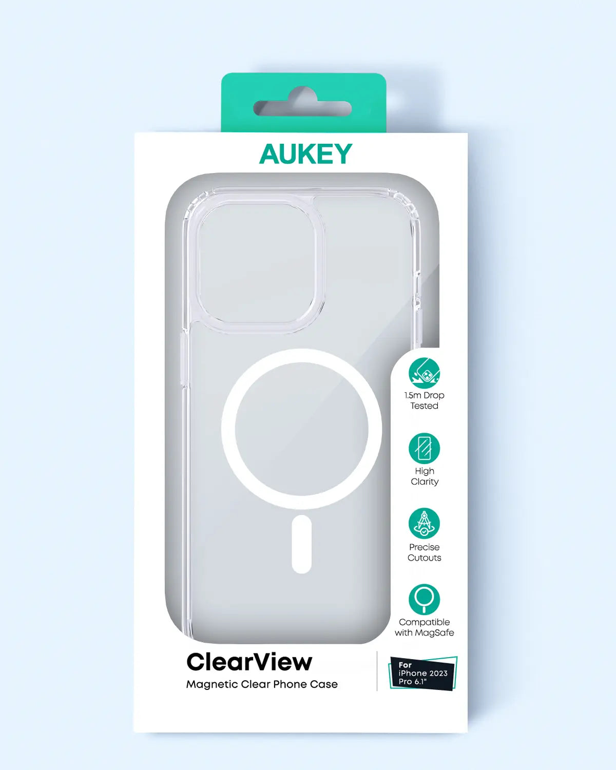 Aukey Magnetic Clear Case for iPhone 15 Pro Max - Transparent