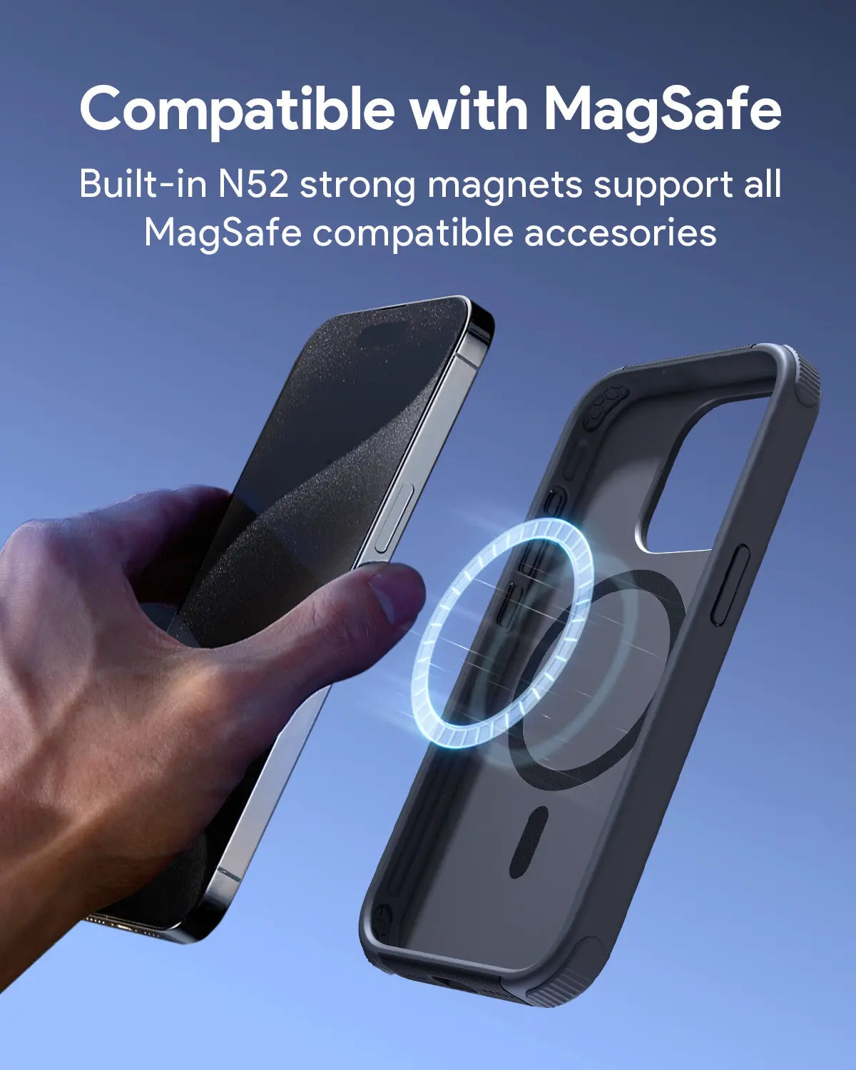 Aukey LiquidFlex Magnetic Silicone Case for iPhone 15 Pro Max - Dark Gray