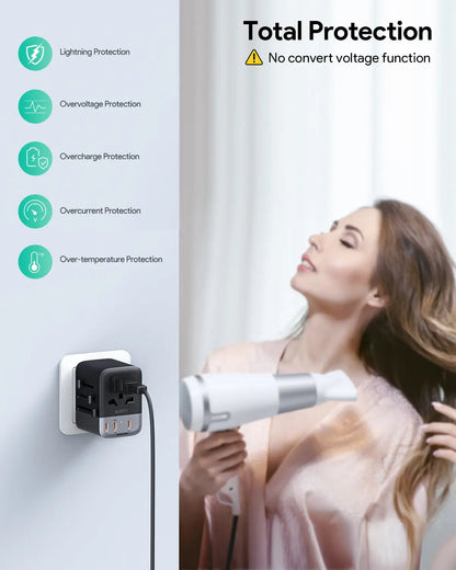 Aukey 35W GaN Universal Travel Adapter with USB Ports