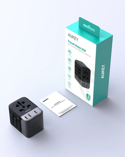Aukey 35W GaN Universal Travel Adapter with USB Ports