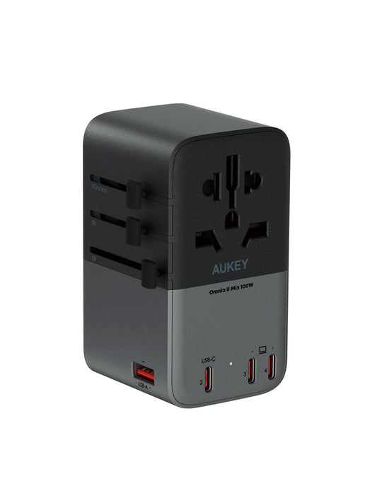 Aukey 100W GaN Universal Travel Adapter with USB Ports