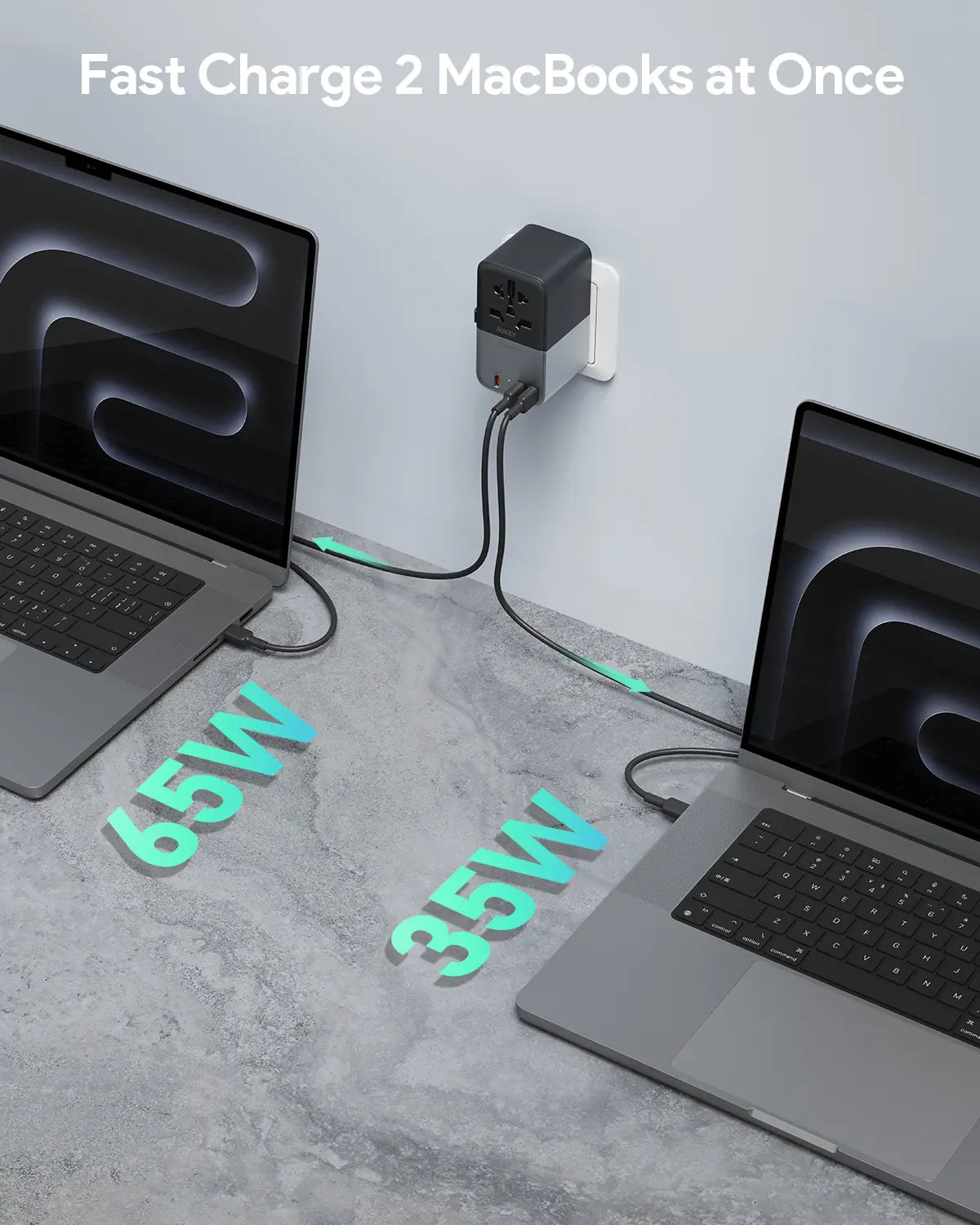 Aukey 100W GaN Universal Travel Adapter with USB Ports