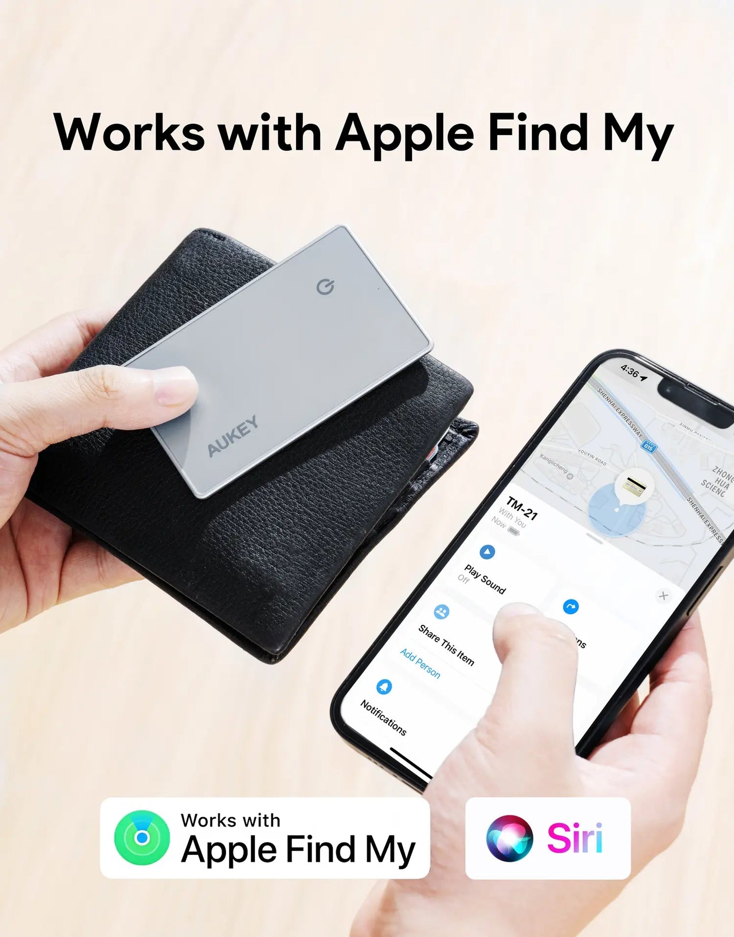 Aukey Track Mate 3 Bluetooth Tracker - Real-Time Item Tracking