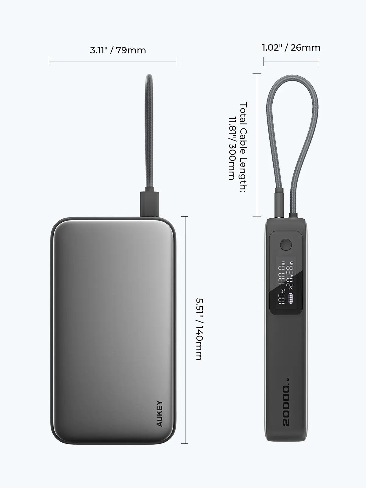 Aukey Spark Sling 20000 Power Bank with USB-C Cable PB-Y48