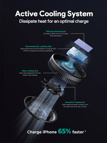 Aukey 15W MagSafe Wireless Car Charger with Active Cooling