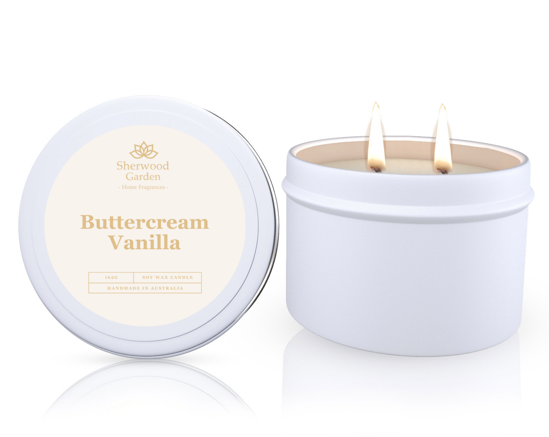 Buttercream Vanilla Soy Candle Tin 165g - Handmade, 25hrs+ Burn Time - SuperSaverAU - view 1