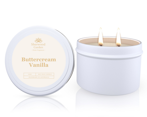 Buttercream Vanilla Soy Candle Tin 165g - Handmade, 25hrs+ Burn Time - SuperSaverAU - view 1