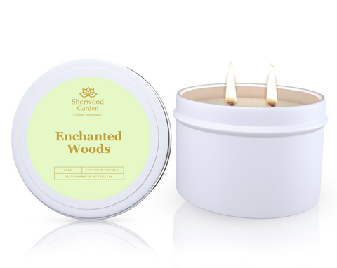 Enchanted Woods Soy Candle Tin 165g - Earthy Pine, Amber & Cedarwood - SuperSaverAU - view 1