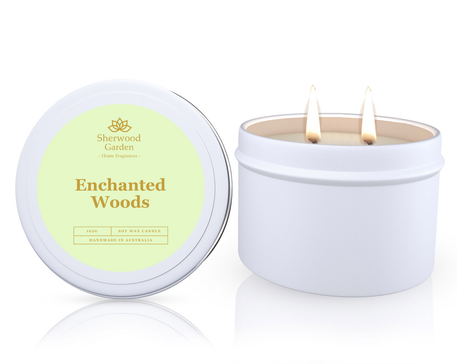 Enchanted Woods Soy Candle Tin 165g - Earthy Pine, Amber & Cedarwood - SuperSaverAU - view 1
