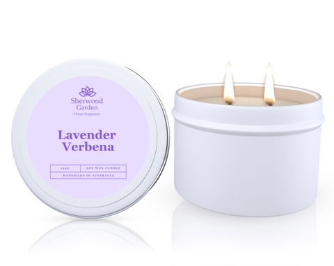 Lavender Verbena Soy Candle Tin 165g - Handmade, Natural Soy Wax, 25hrs+ Burn Time - SuperSaverAU - view 1
