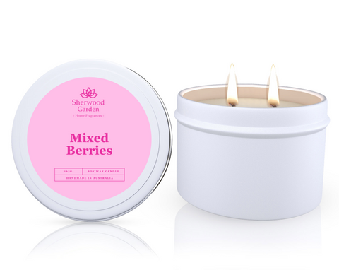 Mixed Berries Soy Candle Tin 165g - Handmade, 25hrs+ Burn Time, Natural Wax - SuperSaverAU - view 1