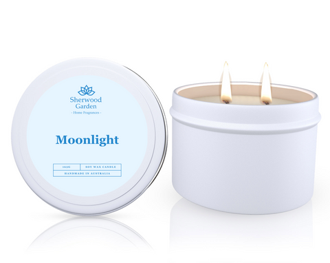 Moonlight Soy Candle Tin 165g - Floral Musk Scent, Handmade in Sydney - SuperSaverAU - view 1