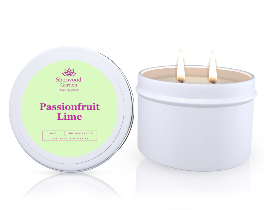 Passionfruit Lime Soy Candle Tin 165g - Handmade, 25hrs+ Burn Time - SuperSaverAU - view 1